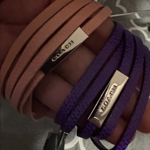 Coach Leather Multi-strand Wrap Bracelets with Silver-tone Hardware - Picture 6 of 9